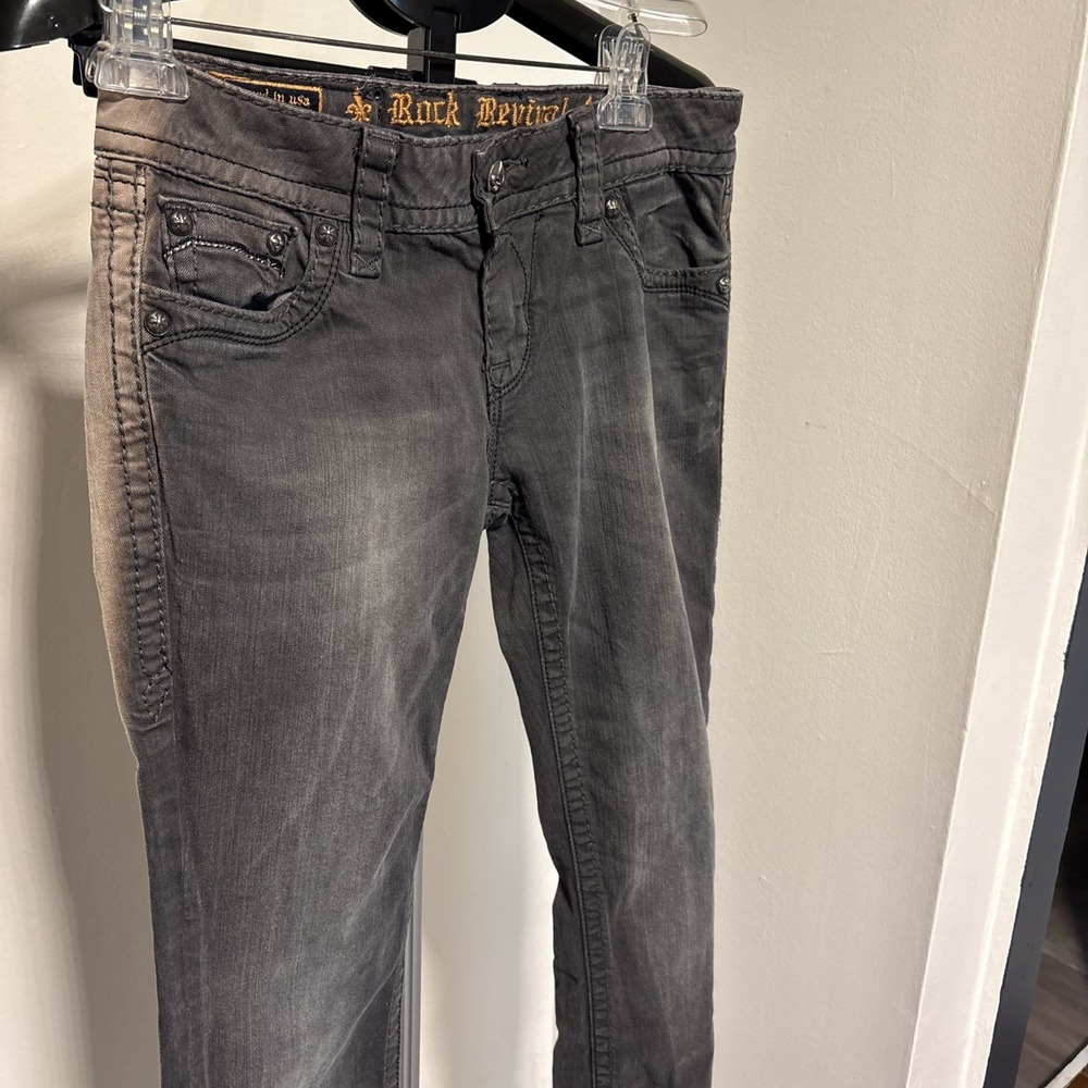 Rock Revival Celine Skinny faded charole Size 29 Stretch Silver Bling Selvage - Picture 8 of 11
